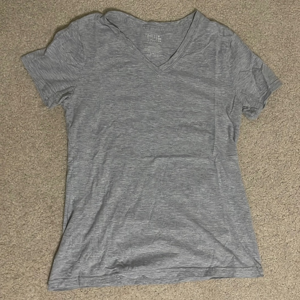 Women’s Gray V-Neck T-Shirt, Size Small, New Condition!